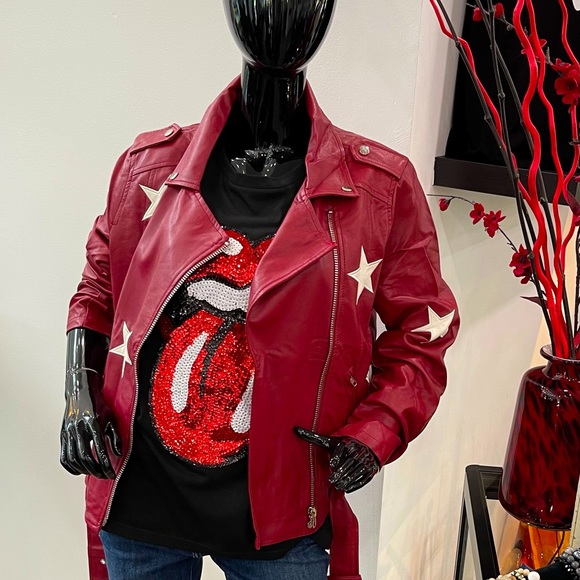 Faux leather star jacket .
